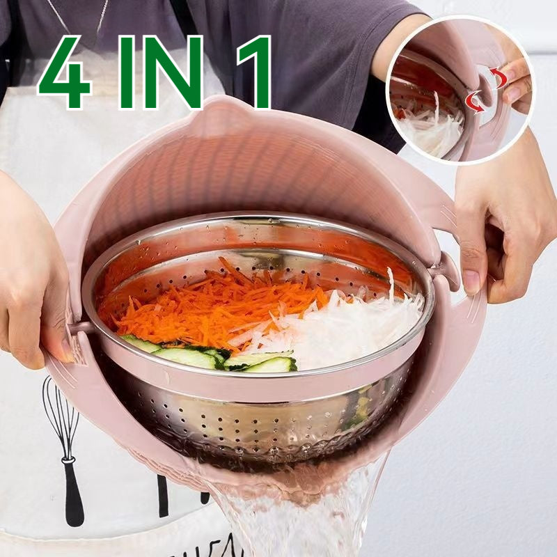 Rotating Double-Layer Fruit & Vegetable Washing Basket